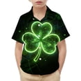 thumbnail image 5 of OGLCCG Kids Boys St.Patrick's Day Shirt Irish Clover Printed Short Sleeve Button Down Shirts Loose Fit Summer Casual Funny Hawaiian Shirt 2-15 Years, 5 of 6