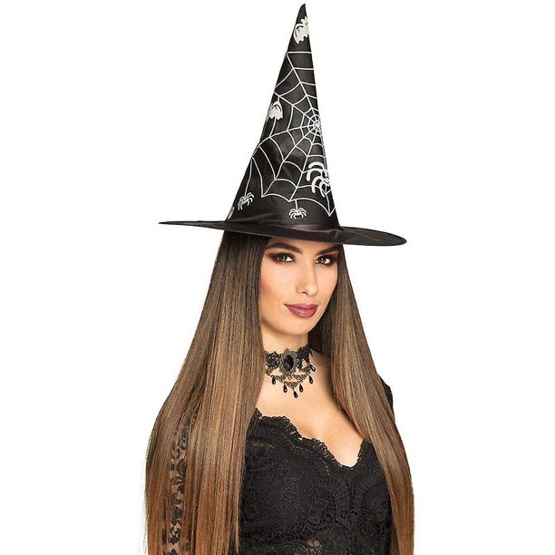 Gorro de Bruja de Telaraña para Adulto, Talla única, Negro Rojo Verde Cocina, Decoración y Otros