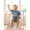 thumbnail image 4 of BemeyourBBs INewborn Baby Boy Little Brother Outfits Lil Brother Romper Summer Clothes Short Sleeve Letters Embroidery Waffle Knit Jumpsuit One Piece, 4 of 9
