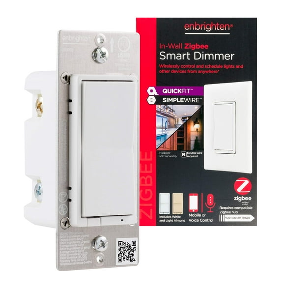 Interruptor de luz inteligente Enbrighten Zigbee Dimmer blanco y almendra