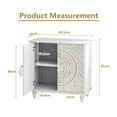thumbnail image 4 of CBJCBJ 32" Rustic Accent Cabinet, 4 Gold Floral Doors, Vintage Sideboard with Shelves, Wood Entryway Cabinet for Living, White, 4 of 8