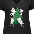 thumbnail image 4 of Inktastic Kawaii Cats Christmas Tree Women's Plus Size V-Neck T-Shirt, 4 of 5