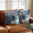 thumbnail image 3 of Blue Grey Abstract Throw Pillow Cover Modern Graffiti Cotton Linen Cushion Cover Throw Pillow Case with Invisible Zipper for Couch Sofa Bed Chair Car 20x20 Inch, 3 of 9