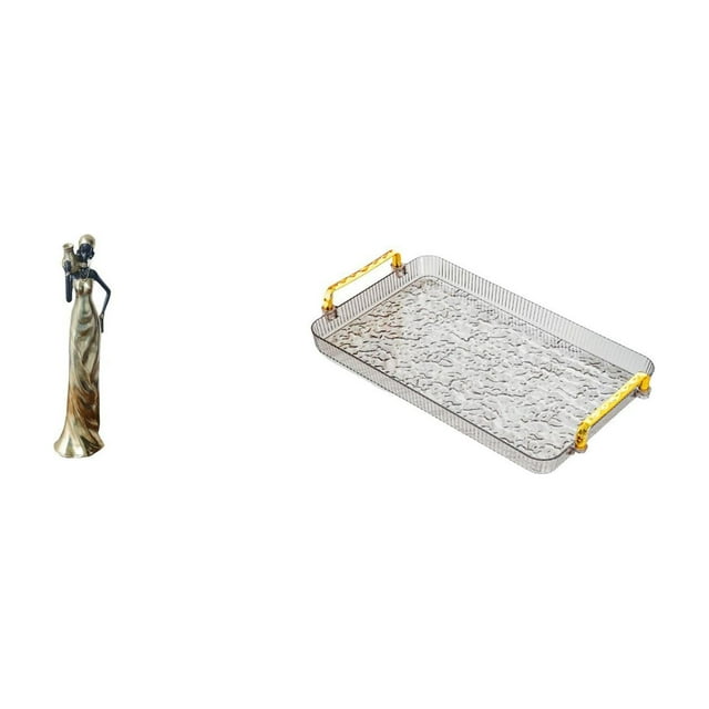 Figura de mujer africana,Estatua artesanal de una dama tribal africana,hecha a mano,para cafetería.,Figura femenina artesanal de resina africana,Bandeja para servir,Bandeja rectangular para