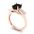 thumbnail image 2 of 2.5 ct Oval Cut Natural Onyx 3 Stone 18K Rose Gold Womens Engagement Ring, 2 of 5