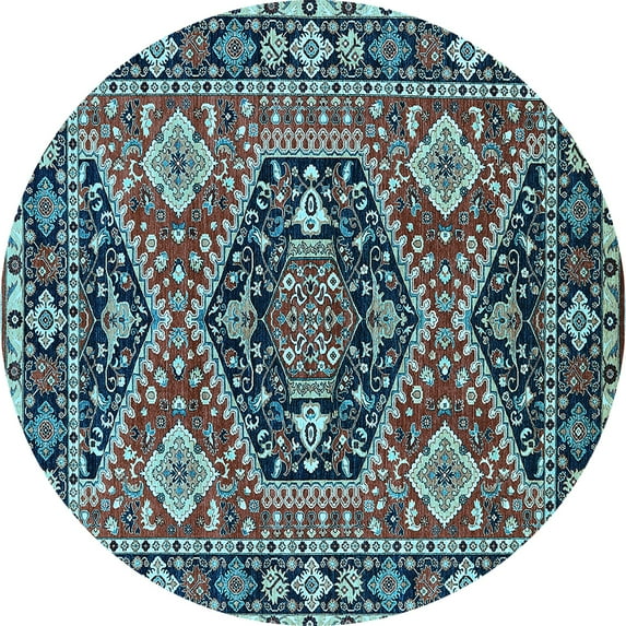 Ahgly Company Indoor Round Persian Light Blue Traditional Area Rugs, 3' Round