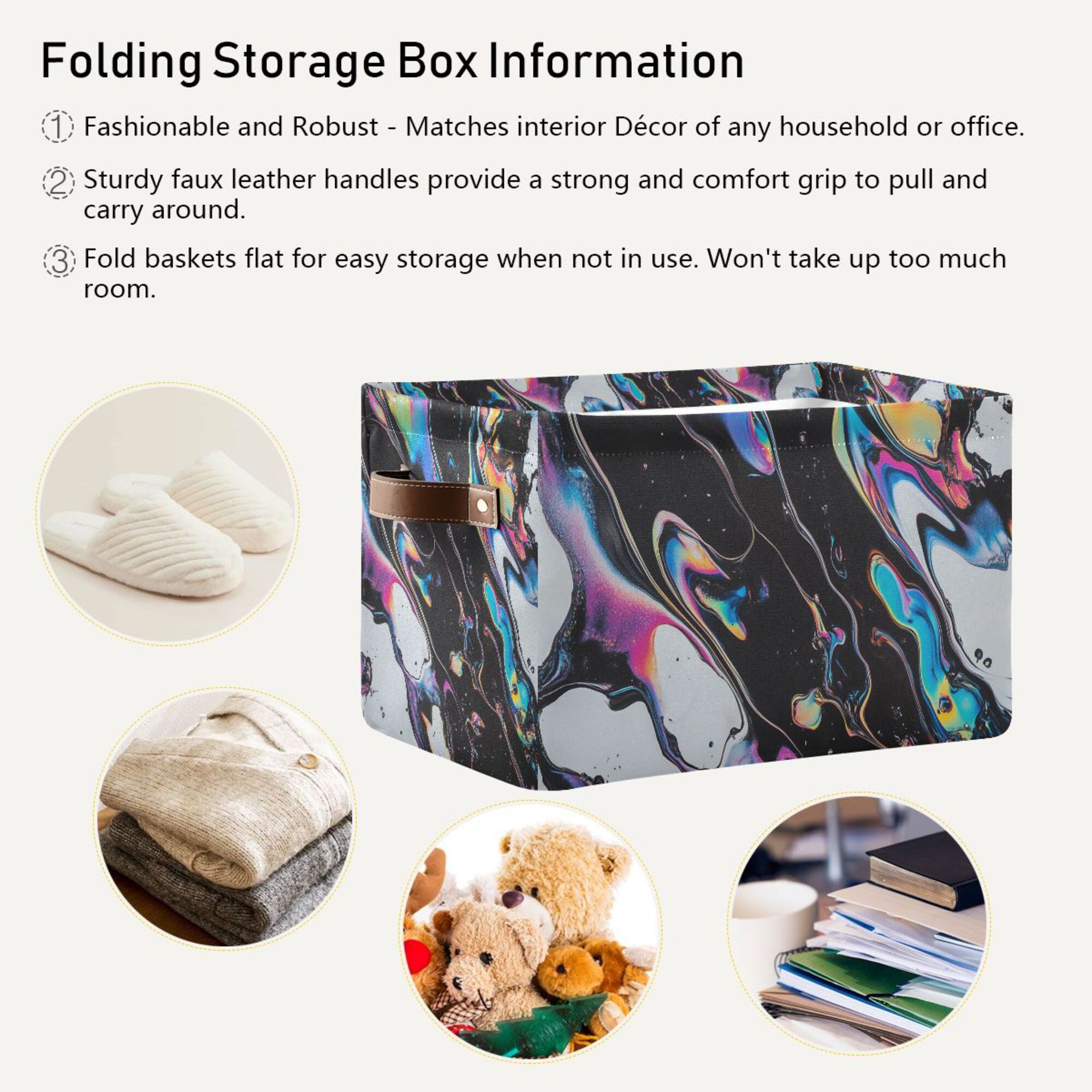 Yayeee 2 Pack Canvas Storage Basket with Handles for Shelves Fabric Bins Closet Organizer, Black