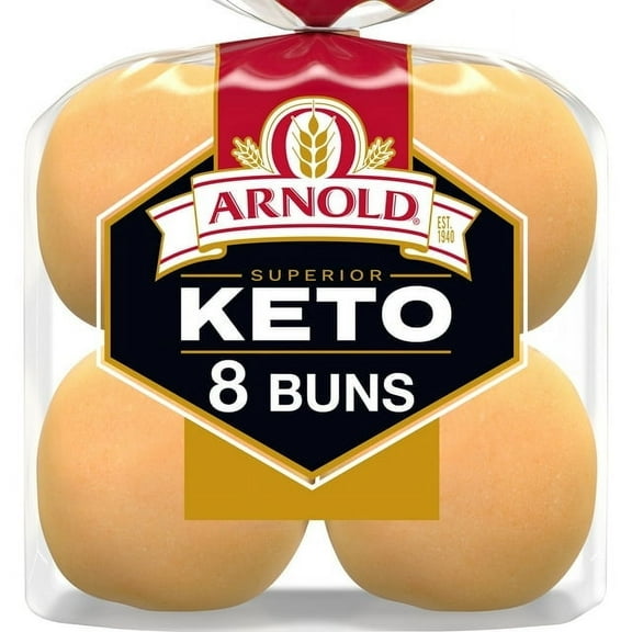 Arnold Superior Keto Plain Hamburger Buns 8 count Pre-sliced Hamburger Buns 12 oz Bag (Pack of 3)