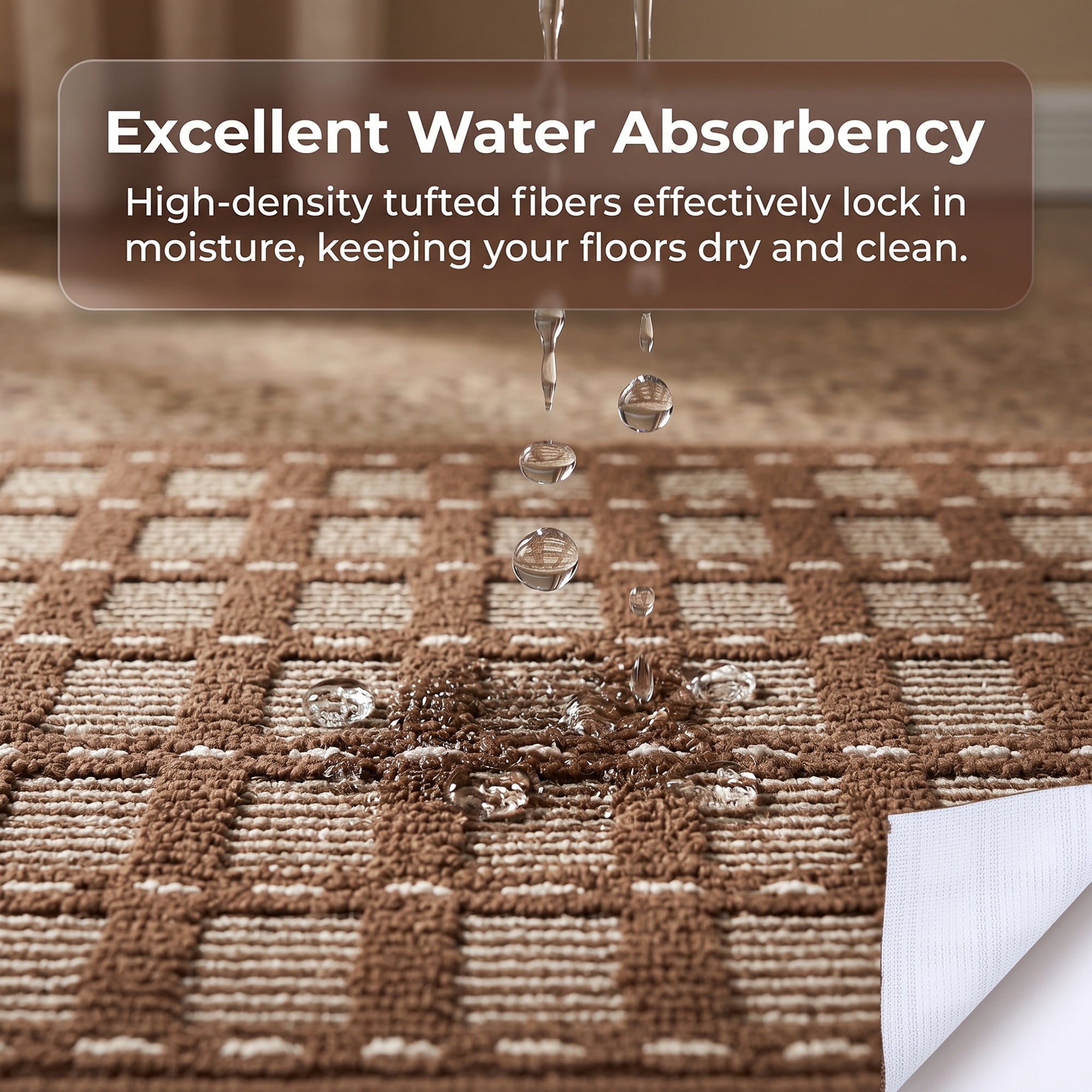 Unique Bargains Waterproof Non-Slip Entryway Rug Welcome Mat Bark Brown 32" x 20"
