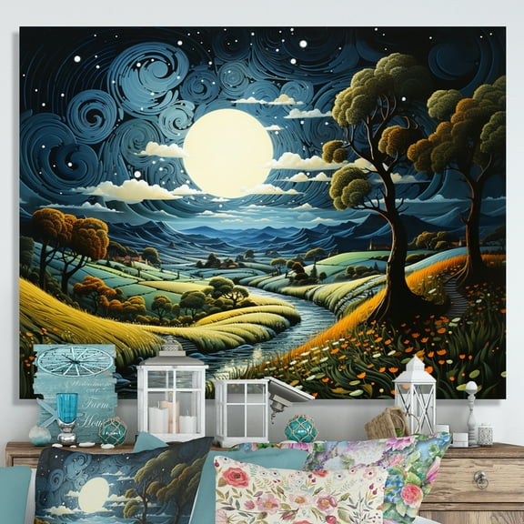 Designart "Moody Skies Over the Countryside I" Landscapes Wall Art Living Room