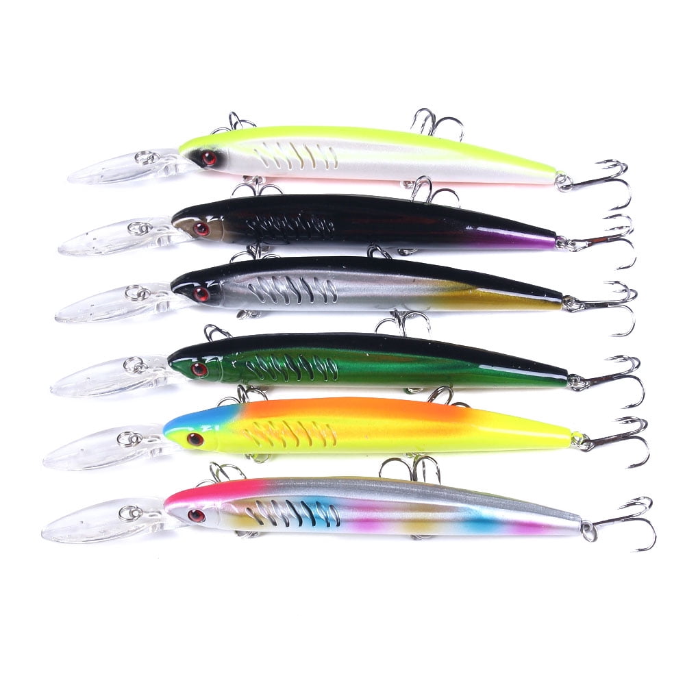 HENGJIA Minnow Bass Fishing Lures, Jerkbait Lure Set Hard Baits Deep Diving Crankbait for Catfish Walleye Trout Fishing Bait 6Pcs/kit
