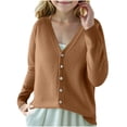 thumbnail image 2 of ShomPort 6-15 Years Sweater Cardigans for Boys Girls V-Neck Button Knitted Long Sleeve Coat Stretchy Soft Solid Color Comfy Jackets, 2 of 3