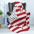 thumbnail image 4 of American Flag Soft Flannel Fleece Throw Blanket, America Continent Shaped Flag Martial Design International World Glory Print, Cozy Plush for Indoor and Outdoor Use, 70" x 90", Navy Red, by Ambesonne, 4 of 5