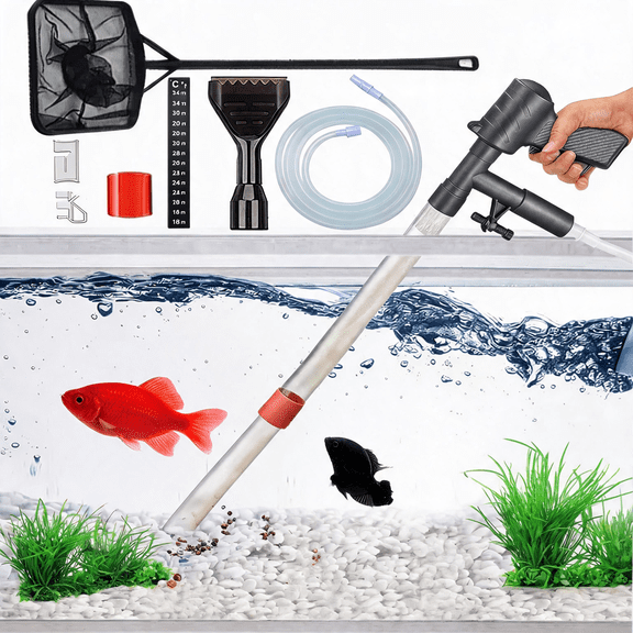 MQOALA Fish Tank Cleaner, Fish Tank Aquarium Vacuum Gravel Cleaner for Water Changing