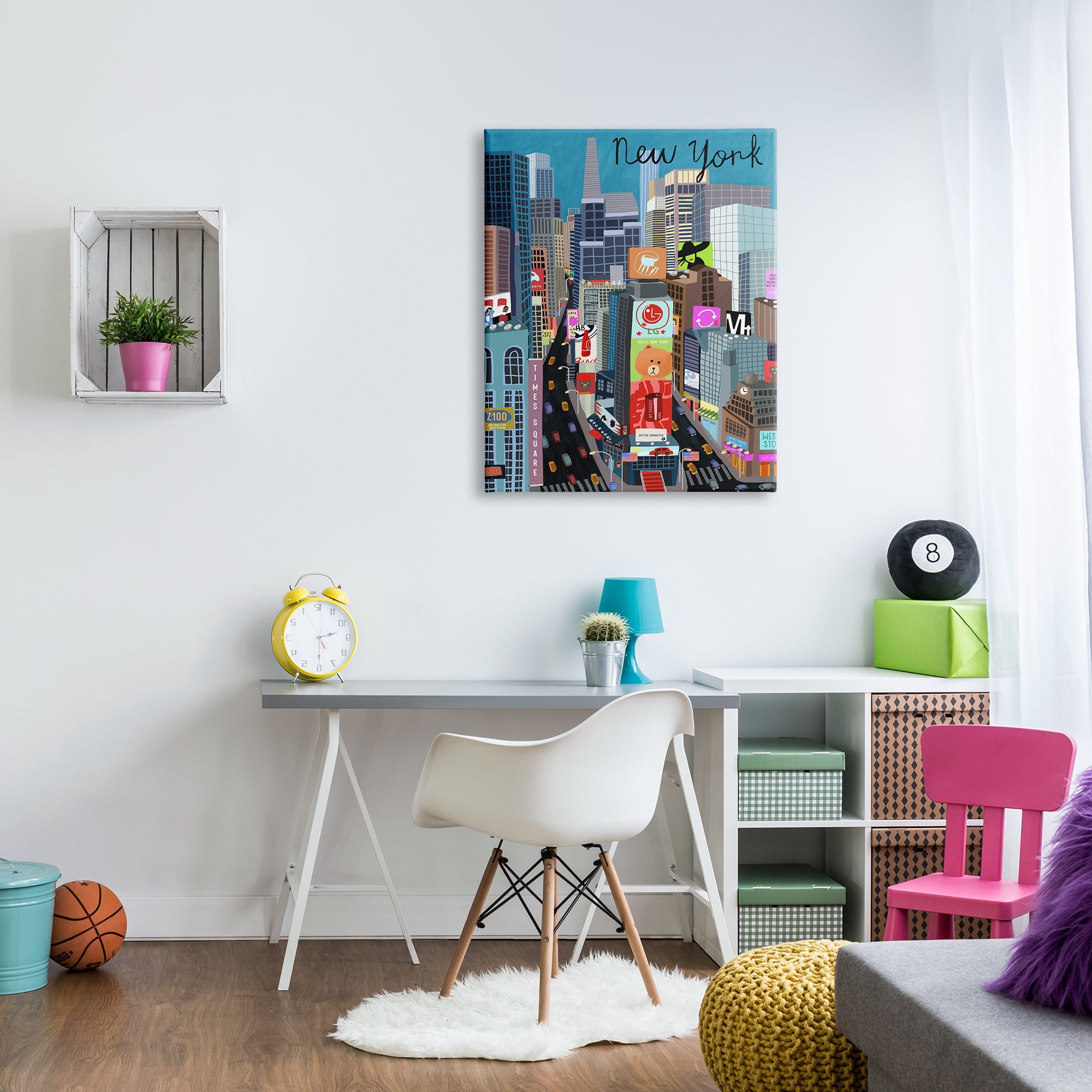 Stupell Indtries New York Cityscape Time Square Urban Landmarks,30 x 40,Design by Carla Daly