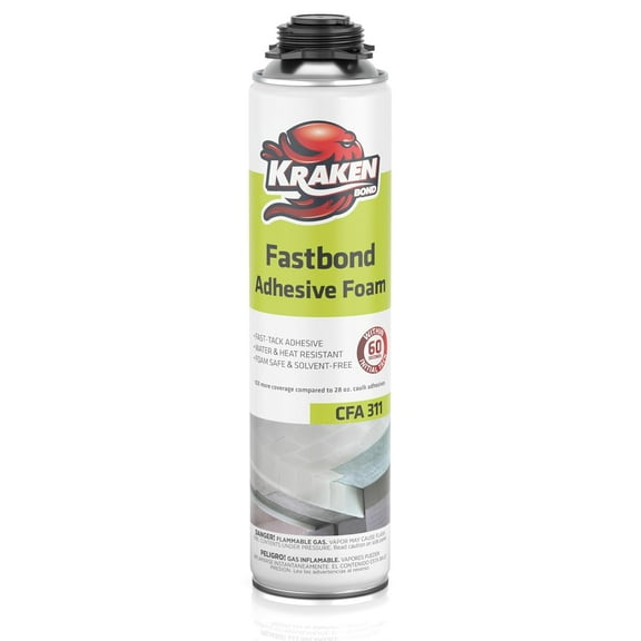Fast Spray Foam Adhesive (1x24oz.) - Heavy Duty Construction Adhesive for Insulation, Wall & Facade, Concrete, Stone, Subfloor, XPS & Foam Board, Gun Not Included | 1 Pack