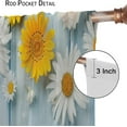 thumbnail image 6 of Garden Floral Window Curtains,Rustic Farmhouse Vintage Country Daisy Flowers Wood Plank Style Rod Sleeves Window Drapes for Living Room Bedroom Kitchen Bathroom Decor W42xL54in, 6 of 6