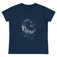 thumbnail image 4 of Women's Cotton T-Shirt with Floral Moon Design, Original Artwork Modern and Stylish, 4 of 5