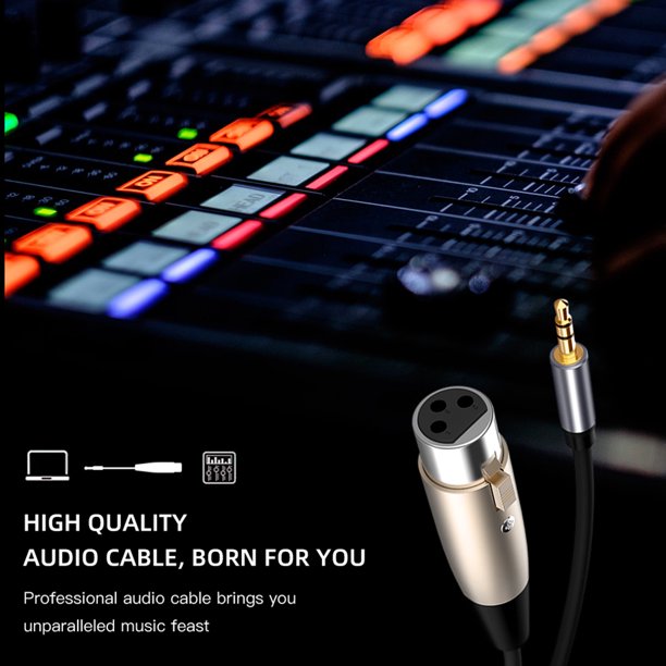 Kuymtek Cable Jack de 3,5 mm a XLR Cable de audio macho a hembra de 1,5 m para micrófonos mezcladores PC