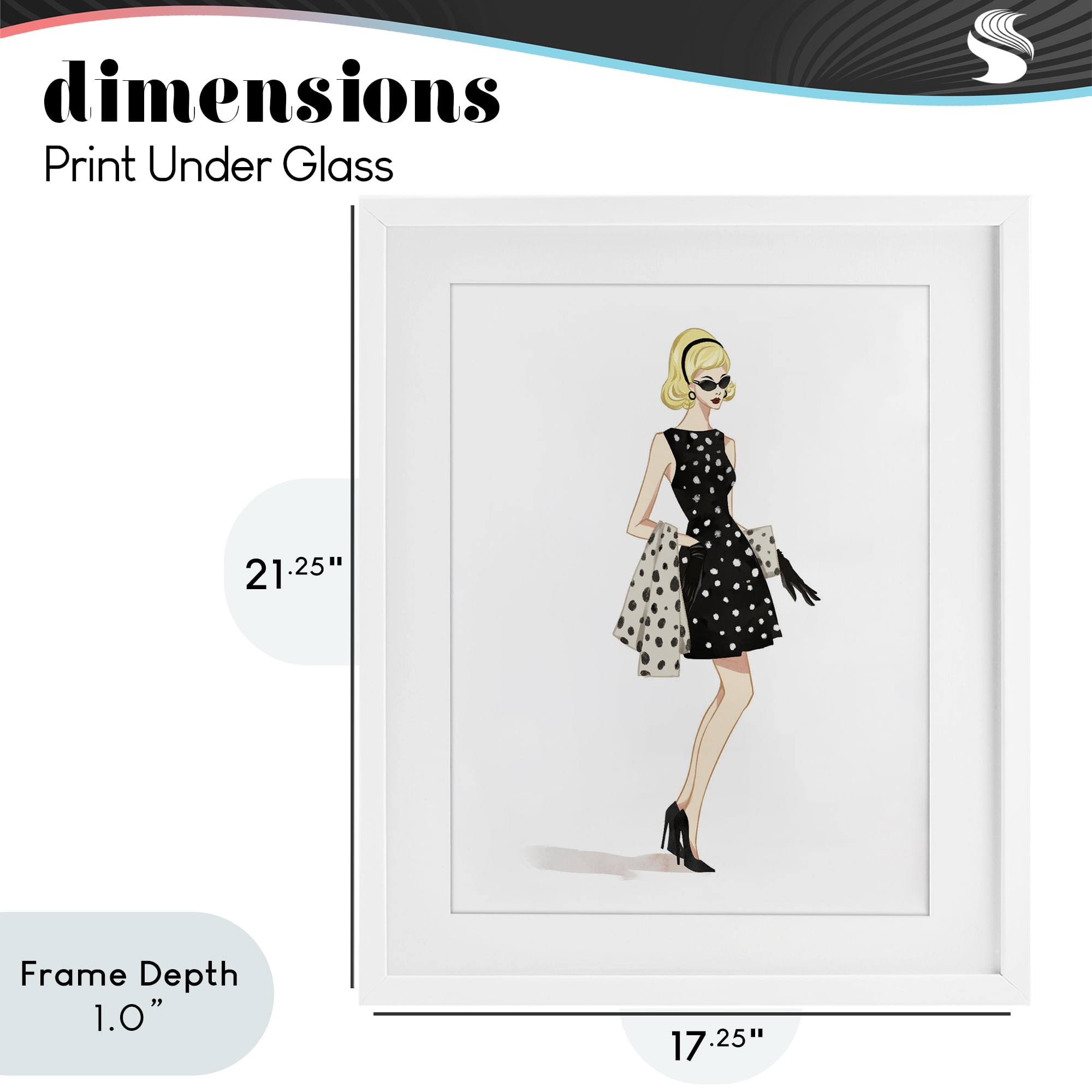 Stupell Industries Feminine Retro Fashion White Framed Print Under Glass, design by Ziwei Li
