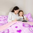thumbnail image 4 of Manfei Cute Purple Bowknot Queen Comforter Set,Cartoon Cute Bow Comforter Sets Queen,Pink Reversible,3-Piece,1 Comforter and 2 Pillowcases, 4 of 7