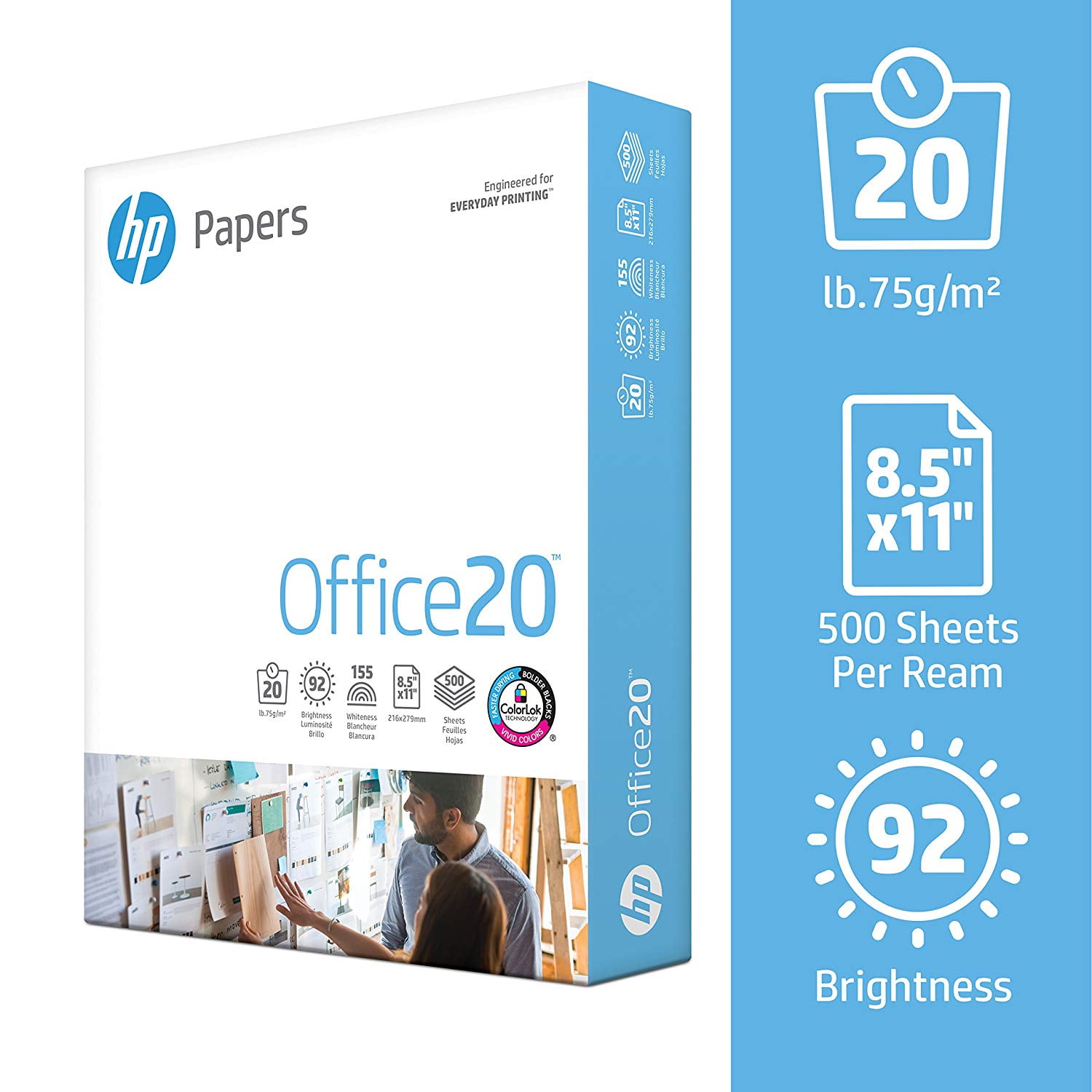 Hp Printer Paper Office20 Paper 8 5 X 11 Letter Size 20lb 92