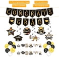 thumbnail image 2 of Juego de Decoraciones de Graduación, Banner de Fondo Negro y Dorado de la Clase de 2024, Tarjeta Colgante de Graduación, Globos para Fiesta, 2 of 5
