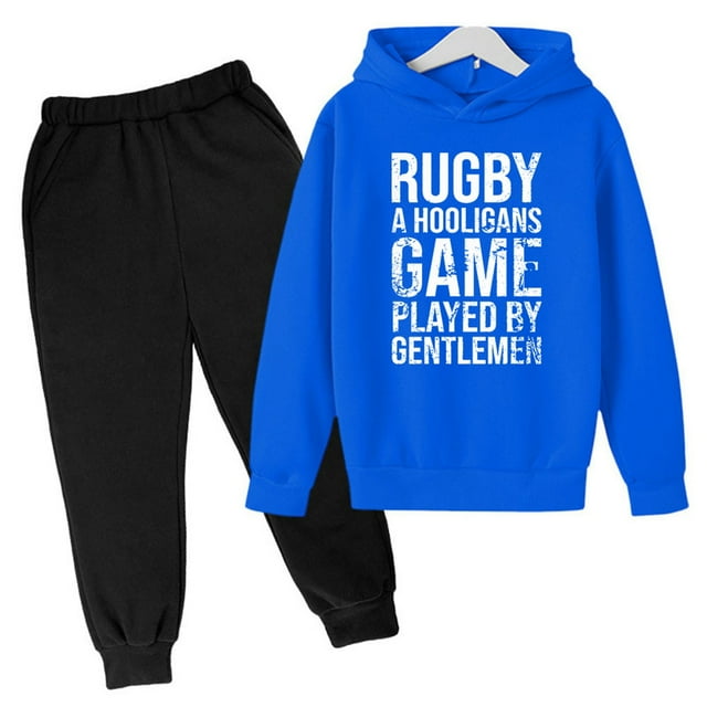 Boys Outfits&Set Football Fans Sports Jogging Athletic Sweatsuits for Kids - Tracksuit with Rugby Hoodie and Pants Set