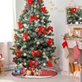 thumbnail image 4 of GZHJMY Red Snowman Snowflake Christmas Tree Mat, Round Christmas Tree Stand Mat Decoration for Holiday Party Home Christmas Day Ornaments Floor Door, 28.3", 4 of 6