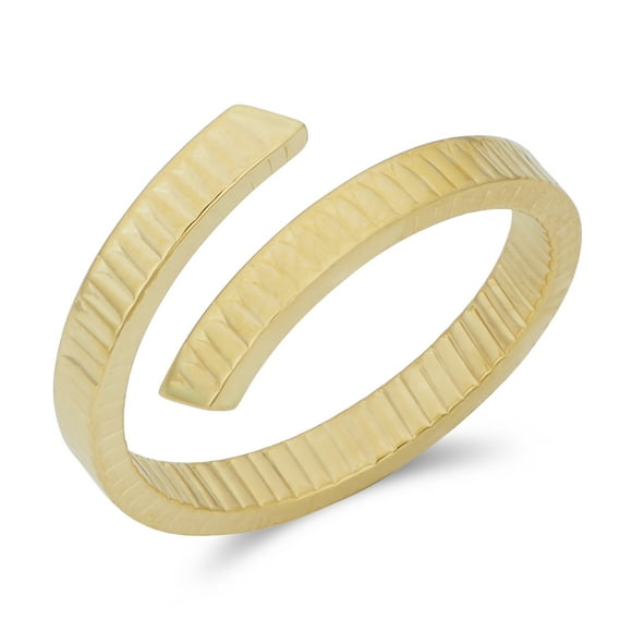 14k Yellow Gold Diamond Cut Bypass Ring, Size 8