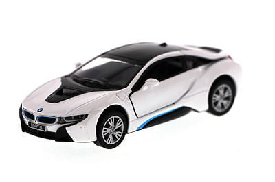 Details about   BMW i8 white kinsmart TOY model 1/36 scale diecast Car present open doors 