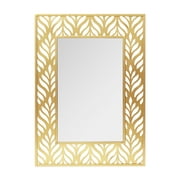 Parisloft Gold Leaf Accent Rectangle Metal Wall Mirror, 30.125 x 42 inch