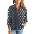thumbnail image 2 of Bomber Jacket Women Sevevn Women's Bomber Jacket Casual Polka Dot Print Long Sleeve Pocket Zipper Sweatshirts Coat, 2 of 6