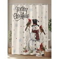 thumbnail image 4 of Christmas Snowman Shower Curtain Set, Waterproof Shower Curtains for Bathroom, Winter Xmas Snowflakes Cardinal on Linen Washable Fabric Cloth Bath Curtain for Bathtub with Hooks 48x72 Inches, 4 of 6