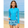 thumbnail image 5 of Lanbubble Girl Swimsuit for Teens 2 Piece Long Sleeve Rash Guard Bathing Suits Padded Girls Swimwear 11-16Y, 5 of 9
