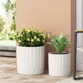 thumbnail image 2 of GDF Studio Morelos Outdoor Cast Stone Medium and Large Planter Set, Antique White, 2 of 12