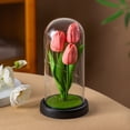 thumbnail image 4 of BotaniNest LED Lamp Flower Night Light Handmade Light Up In Glass Dome Table Lamp Ornaments Desktop Battery Operated, 4 of 5