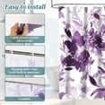 thumbnail image 6 of Dznils Purple Floral Fabric Shower Curtain, Modern Watercolor Bathroom Curtain with Hooks, 72" x 72", 6 of 11