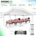 thumbnail image 3 of HOTEEL 10x20 Pop up Canopy Tents with Removeble Sidewalls,Outdoor Gazebo with Wheeled Bag & 4 Sandbags, for Patio,Wedding, Backyard, Camping,Parties,Event, White, 3 of 11