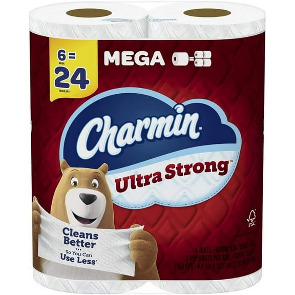 Charmin Ultra Strong Toilet Paper 6 Mega Rolls, 242 Sheets Per Roll