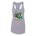 thumbnail image 2 of Wild Bobby, 1946 Vintage Ford Woody Chasing Waves Cars and Trucks Ladies Racerback Tank Top, Heather Grey, X-Large, 2 of 3
