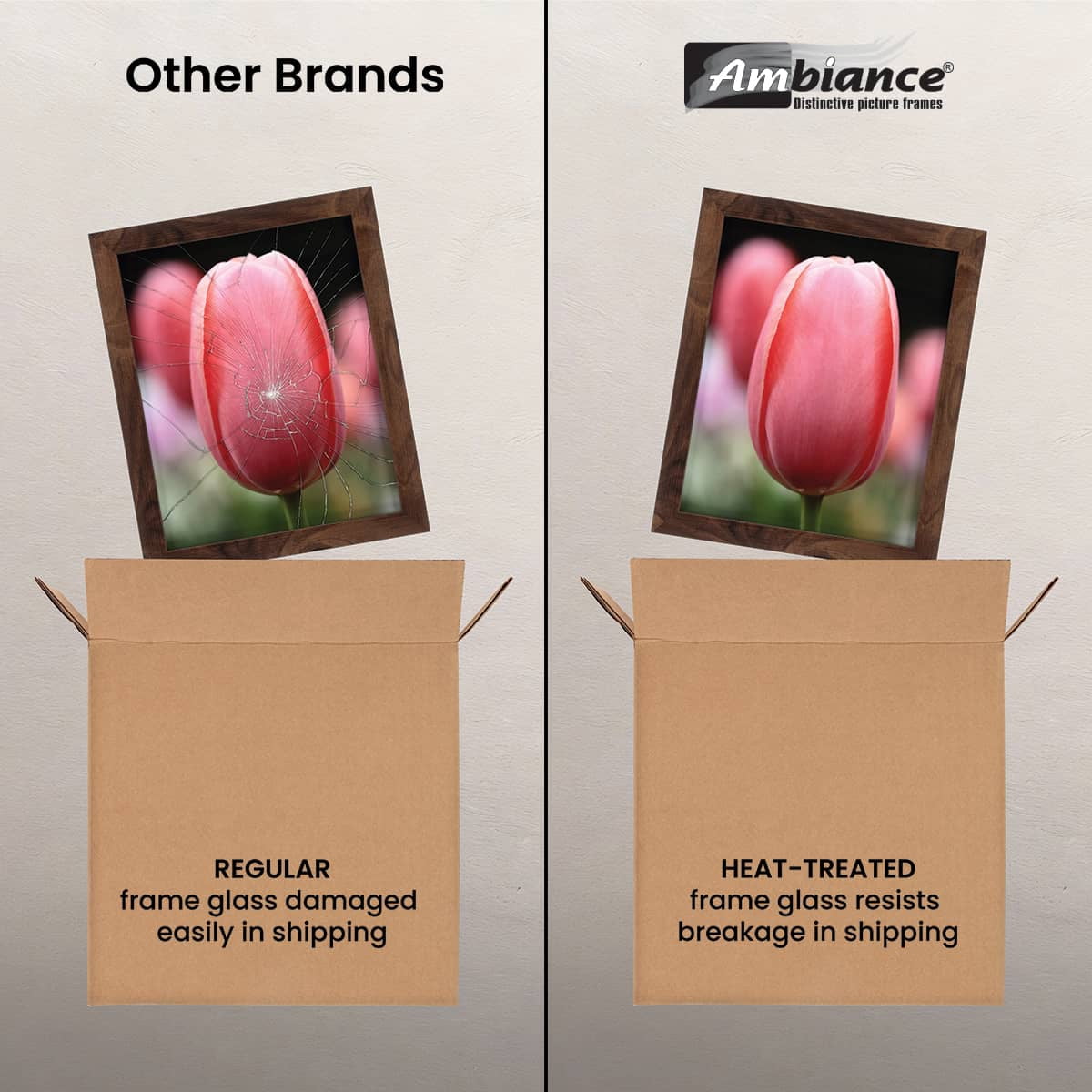 Ambiance Break-Resistant Picture Frame Glass and Backing, 18x24" Pack of 6, for Replacement or Empty Frames, 2mm Thick, Rounded Edges for Safe Handling, White Corrugated Cardboard