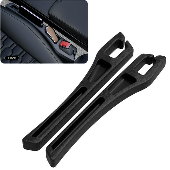2 Pack Car Seat Gap Filler Universal Fit Cars Trucks SUV Driver Passenger Seat Console Stop Things from Dropping, with Storage Phone Holder, Black