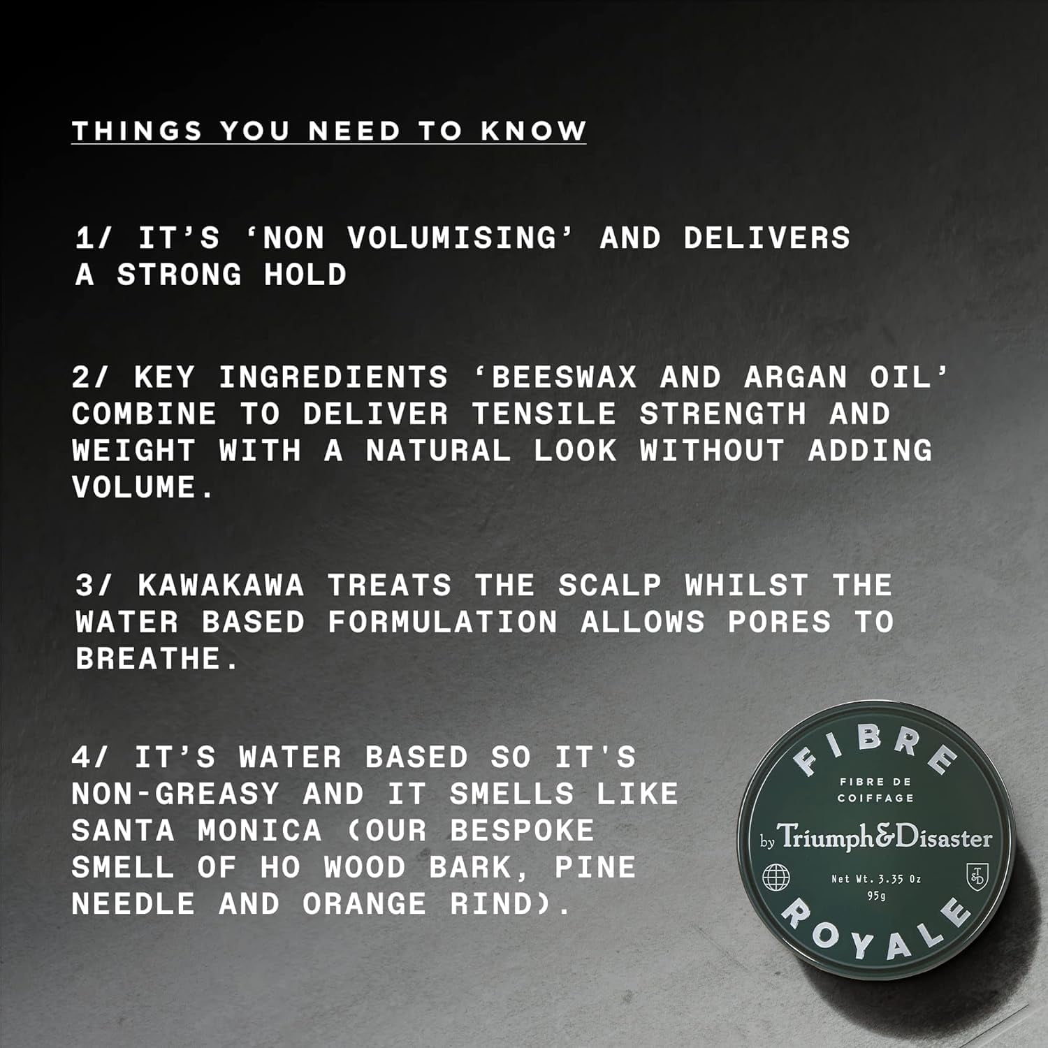 TRIUMPH & DISASTER Fibre Royale Hair Wax – Strong Hold Pomade for Thick Hair, Natural Finish Styling for Men & Women, 65g