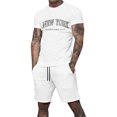 thumbnail image 2 of Short Sets for Men New York Graphic Crewneck T Shirt and Shorts 2 Piece Matching Set Mens Summer Outfits, 2 of 5