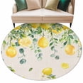 thumbnail image 2 of Round Area Rug 5ft,Farm Lemon Eucalyptus Leaves Washable Carpet Non-Slip Runner Accent Rugs Indoor Floor Mat for Bedroom Living Room Decor,Retro Summer Fruit on Linen, 2 of 9