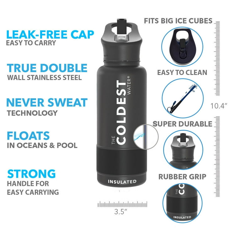 The Coldest Sports Water Bottle 64 oz Wide Mouth Insulated Stainless Steel  Thermos 
