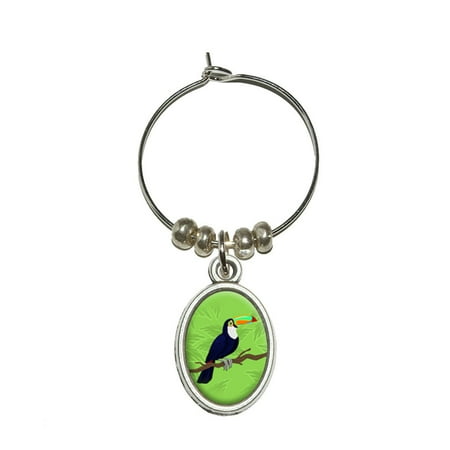Parrot Wine - Toucan - Jungle Parrot Bird Tropical Oval Wine Glass Charm