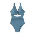 thumbnail image 2 of Acyse 2025 Womens Bikinis Clearance Juniors New Solid Color Hollow Swimsuit, 2 of 4