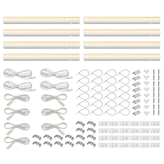 Barrina Grow Lights for Indoor Plants, Full Spectrum Sunlight, 1ft Plant Light, LED Grow Light, T5 Grow Light Strip, Plug and Play, Yellow, 8-Pack